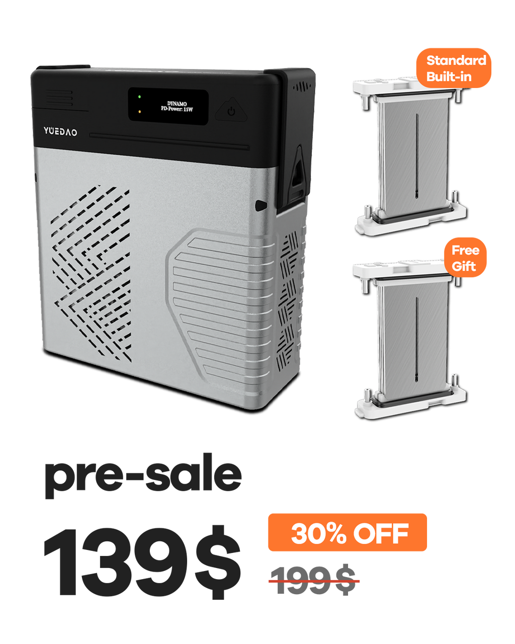 YUEDAO Portable Generator in Silver - handheld saltwater power source for emergencies and outdoor use
